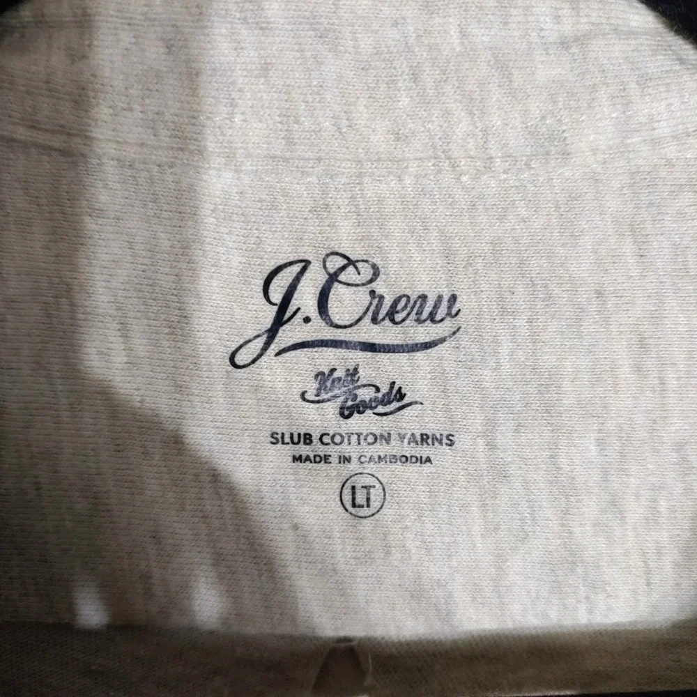 J. Crew Knit Goods Slub Cotton Button Down Shirt Grey Large Tall LT Re-Imagined